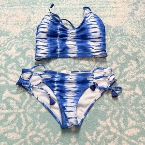 Blue White Tie Dye Bathing Suit Bikini Small So Authentic American Heritage